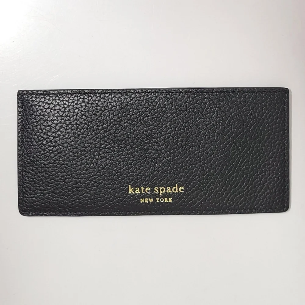 Kate Spade NY Red Vinyl Accessory Pouch & Black Pebbled Leather Card Case Set